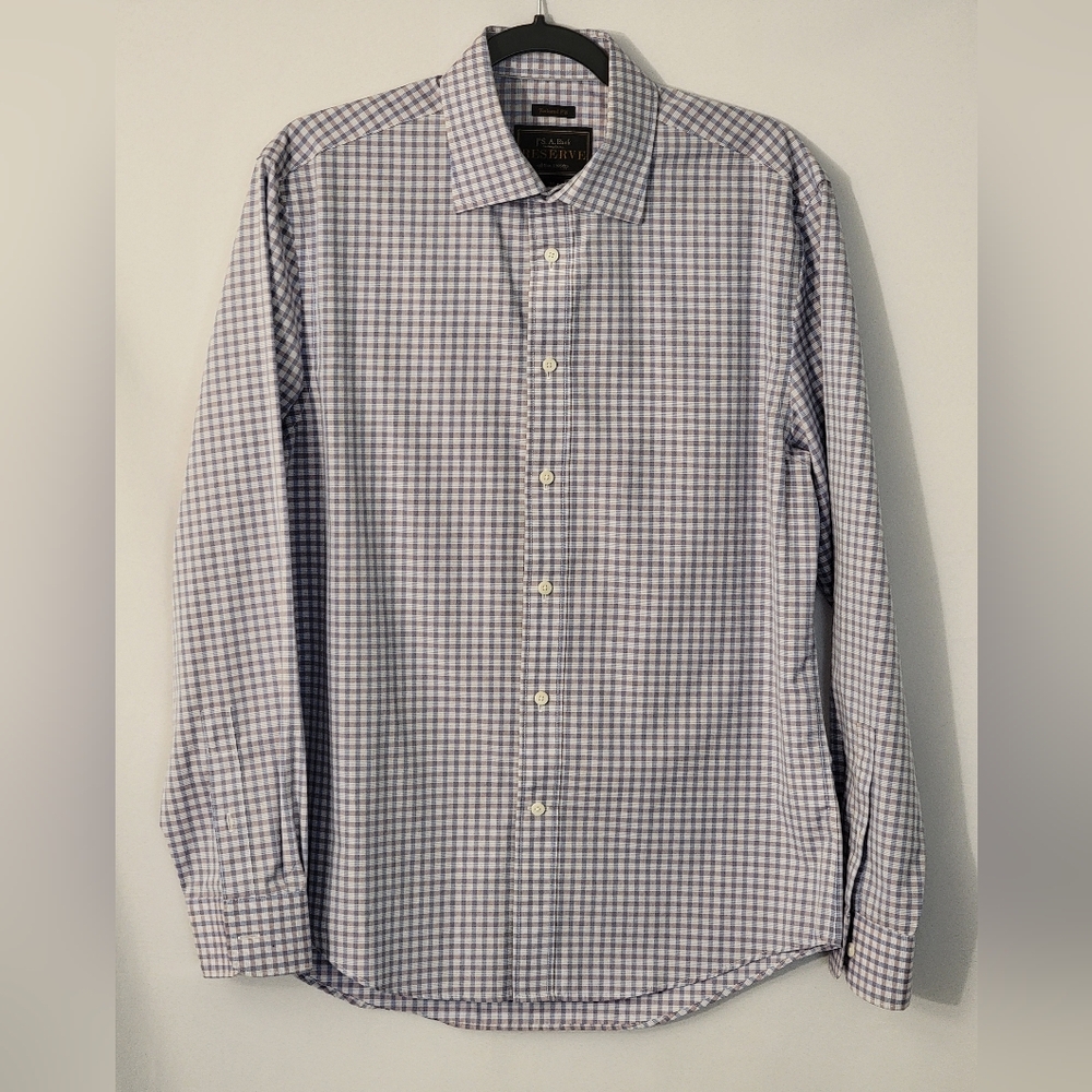 Jos. A. Bank Reserve Mens Plaid Tailored Fit Dress Shirt Size M